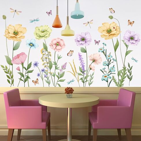 Giant Brown Tree Wall Decals Pink Peach Blossom Flowers Wall Stickers DIY Removable Cherry Floral Birds Tree Branches Wall Art Decor for Kids Teens Bedroom Living Room Nursery Decoration DT-2267 in Kuwait
