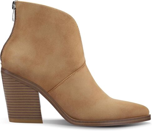 mysoft Women's V Cut Out Ankle Boots Slip On Pointed Toe Chunky Stacked Heel Booties in Saudi Arabia
