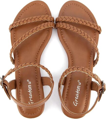 Greatonu Women’s Flat Sandals Slip On Summer Gladiator Open Toe Braided Slingback Shoes in Saudi Arabia