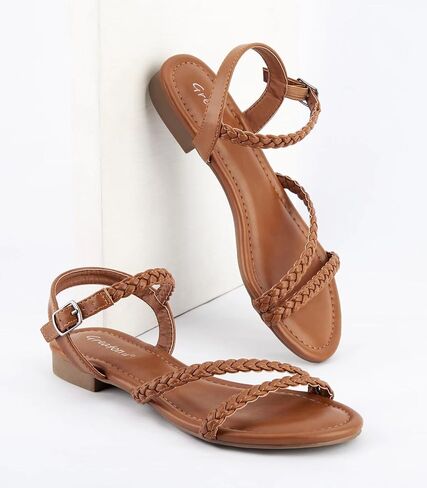 Greatonu Women’s Flat Sandals Slip On Summer Gladiator Open Toe Braided Slingback Shoes in Saudi Arabia