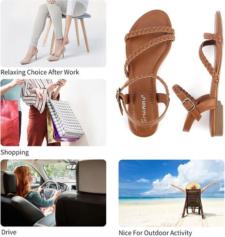 Greatonu Women’s Flat Sandals Slip On Summer Gladiator Open Toe Braided Slingback Shoes in Saudi Arabia