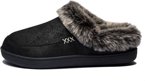 NewDenBer Women's Cozy Memory Foam Slippers Suede Plush Faux Fur Lined Slip on Indoor Outdoor House Shoes in Kuwait