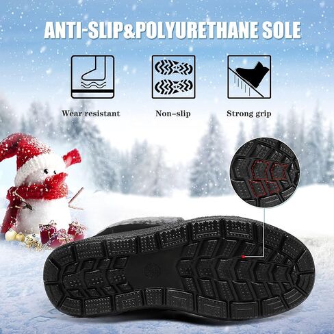 JSWEI Women Winter Snow Boots Soft Comfortable Faux Fur Mid Calf Wide Width Waterproof Warm Lace-Up Snow Boots for Women's Insulated Woman Lightweight Non-Slip Outdoor in Saudi Arabia