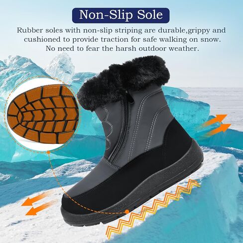 JSWEI Women Winter Snow Boots Soft Comfortable Faux Fur Mid Calf Wide Width Waterproof Warm Lace-Up Snow Boots for Women's Insulated Woman Lightweight Non-Slip Outdoor in Saudi Arabia
