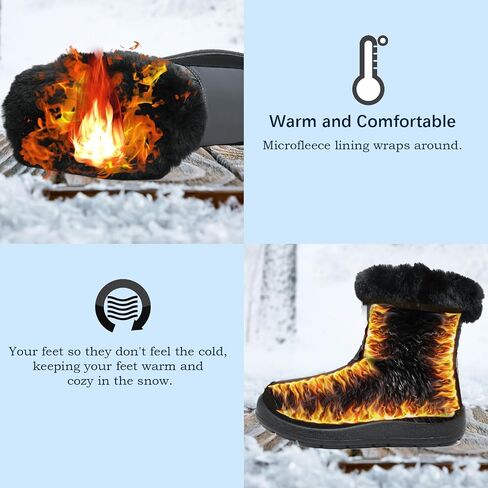 JSWEI Women Winter Snow Boots Soft Comfortable Faux Fur Mid Calf Wide Width Waterproof Warm Lace-Up Snow Boots for Women's Insulated Woman Lightweight Non-Slip Outdoor in Saudi Arabia