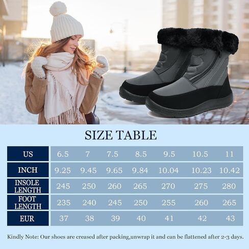 JSWEI Women Winter Snow Boots Soft Comfortable Faux Fur Mid Calf Wide Width Waterproof Warm Lace-Up Snow Boots for Women's Insulated Woman Lightweight Non-Slip Outdoor in Saudi Arabia