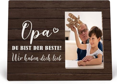 Opa Du Bist Der Beste Picture Photos Frames, Deutsch Grandpa Picture Frames, Best Grandpa Gift for Father Day from Grandkids, Deutsch Grandfather Grandpa Wood Photo Picture Frame for 4x6 Photos in Saudi Arabia