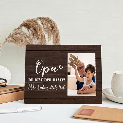 Opa Du Bist Der Beste Picture Photos Frames, Deutsch Grandpa Picture Frames, Best Grandpa Gift for Father Day from Grandkids, Deutsch Grandfather Grandpa Wood Photo Picture Frame for 4x6 Photos in Saudi Arabia
