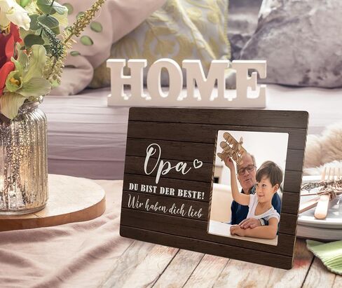 Opa Du Bist Der Beste Picture Photos Frames, Deutsch Grandpa Picture Frames, Best Grandpa Gift for Father Day from Grandkids, Deutsch Grandfather Grandpa Wood Photo Picture Frame for 4x6 Photos in Saudi Arabia