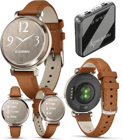 Wearable4U Garmin Lily 2 Active، فضي مع سوار سيليكون أرجواني، ساعة ذكية صغيرة وأنيقة، نظام تحديد المواقع المدمج، شاشة مخفية، عدسة منقوشة، حزمة بنك طاقة تصل إلى 9 أيام in Kuwait