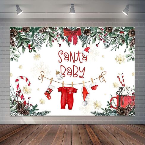 عيد الميلاد الطفل دش خلفية الشتاء ندفة الثلج سانتا ملابس الطفل التصوير الفوتوغرافي خلفية عيد الميلاد عطلة سانتا الطفل دش حزب زينة الصورة كشك الدعائم (7x5ft) in Kuwait