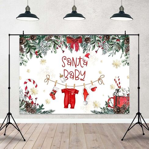 عيد الميلاد الطفل دش خلفية الشتاء ندفة الثلج سانتا ملابس الطفل التصوير الفوتوغرافي خلفية عيد الميلاد عطلة سانتا الطفل دش حزب زينة الصورة كشك الدعائم (7x5ft) in Kuwait