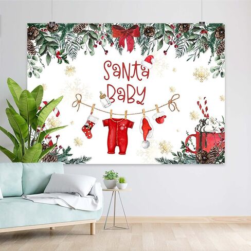 عيد الميلاد الطفل دش خلفية الشتاء ندفة الثلج سانتا ملابس الطفل التصوير الفوتوغرافي خلفية عيد الميلاد عطلة سانتا الطفل دش حزب زينة الصورة كشك الدعائم (7x5ft) in Kuwait