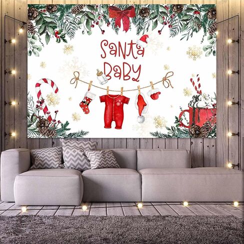 عيد الميلاد الطفل دش خلفية الشتاء ندفة الثلج سانتا ملابس الطفل التصوير الفوتوغرافي خلفية عيد الميلاد عطلة سانتا الطفل دش حزب زينة الصورة كشك الدعائم (7x5ft) in Kuwait