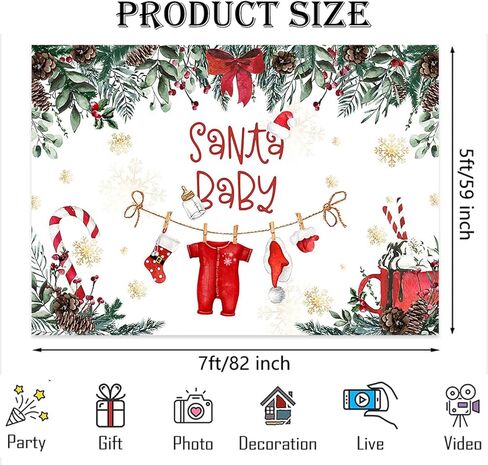 عيد الميلاد الطفل دش خلفية الشتاء ندفة الثلج سانتا ملابس الطفل التصوير الفوتوغرافي خلفية عيد الميلاد عطلة سانتا الطفل دش حزب زينة الصورة كشك الدعائم (7x5ft) in Kuwait