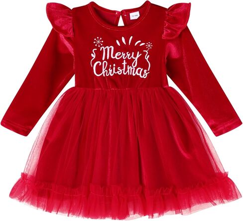 Toddler Baby Girl Christmas Dress Kids Santa Claus Red Princess Tulle Tutu Dress Holiday Party Outfit in Kuwait