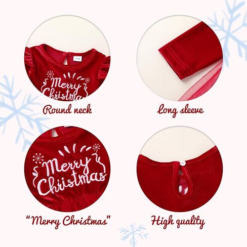 Toddler Baby Girl Christmas Dress Kids Santa Claus Red Princess Tulle Tutu Dress Holiday Party Outfit in Kuwait