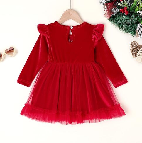 Toddler Baby Girl Christmas Dress Kids Santa Claus Red Princess Tulle Tutu Dress Holiday Party Outfit in Kuwait