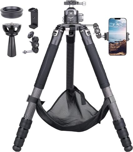 حامل ثلاثي القوائم من ألياف الكربون عالي التحمل مع رأس كروي منخفض 54 مم XB54، 10 طبقات من ألياف الكربون 1.57 بوصة / أنبوب ساق 40 مم، حامل ثلاثي القوائم للكاميرا الاحترافية فائق الثبات، أقصى حمل 88 رطل/40 كجم in Kuwait