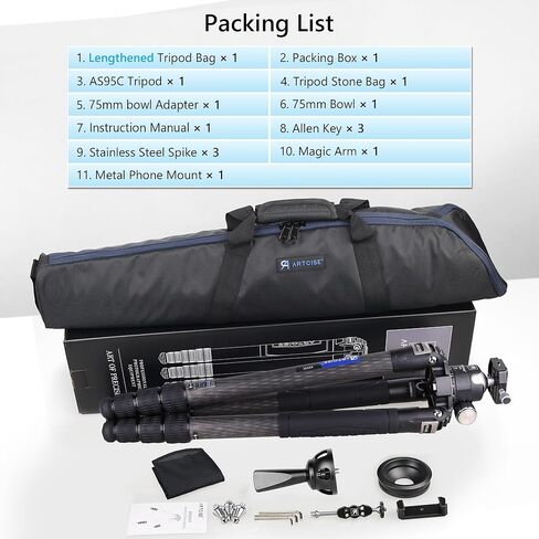 حامل ثلاثي القوائم من ألياف الكربون عالي التحمل مع رأس كروي منخفض 54 مم XB54، 10 طبقات من ألياف الكربون 1.57 بوصة / أنبوب ساق 40 مم، حامل ثلاثي القوائم للكاميرا الاحترافية فائق الثبات، أقصى حمل 88 رطل/40 كجم in Kuwait