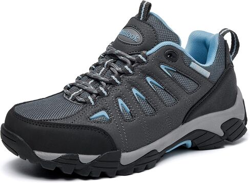 شولوك أحذية المشي لمسافات طويلة للنساء | أحذية مقاومة للماء للنساء | مريح وخفيف الوزن وغير قابل للانزلاق | أحذية نسائية للمشي لمسافات طويلة والمشي والرحلات والتخييم والتنس أحذية رياضية رمادية وزرقاء 10.5 in Kuwait
