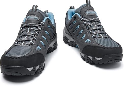 شولوك أحذية المشي لمسافات طويلة للنساء | أحذية مقاومة للماء للنساء | مريح وخفيف الوزن وغير قابل للانزلاق | أحذية نسائية للمشي لمسافات طويلة والمشي والرحلات والتخييم والتنس أحذية رياضية رمادية وزرقاء 10.5 in Kuwait