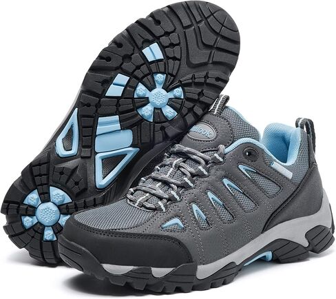 شولوك أحذية المشي لمسافات طويلة للنساء | أحذية مقاومة للماء للنساء | مريح وخفيف الوزن وغير قابل للانزلاق | أحذية نسائية للمشي لمسافات طويلة والمشي والرحلات والتخييم والتنس أحذية رياضية رمادية وزرقاء 10.5 in Kuwait