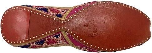 Womens Multicoloured Indian Khussa Flat Pumps Shoes Phulkari with Payel in Saudi Arabia