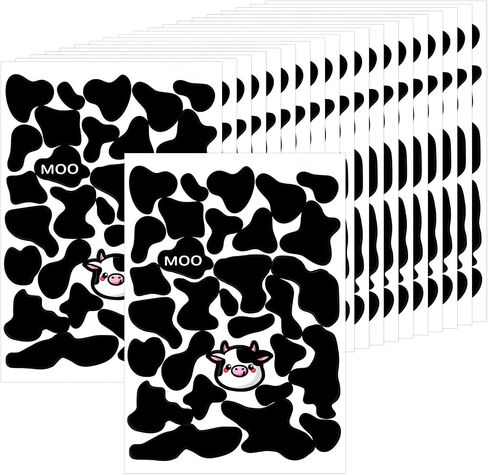 Konsait 20 Sheet Cow Print Sticker for Scrapbooks,Black Spot Self-Adhesive Decal Sticker Cow Patches Animal DIY Crafts Water Bottle Decorative Stickers for Cow Theme Party Decoration Favor Suppliers in Saudi Arabia