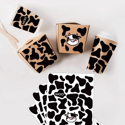 Konsait 20 Sheet Cow Print Sticker for Scrapbooks,Black Spot Self-Adhesive Decal Sticker Cow Patches Animal DIY Crafts Water Bottle Decorative Stickers for Cow Theme Party Decoration Favor Suppliers in Saudi Arabia