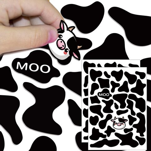 Konsait 20 Sheet Cow Print Sticker for Scrapbooks,Black Spot Self-Adhesive Decal Sticker Cow Patches Animal DIY Crafts Water Bottle Decorative Stickers for Cow Theme Party Decoration Favor Suppliers in Saudi Arabia