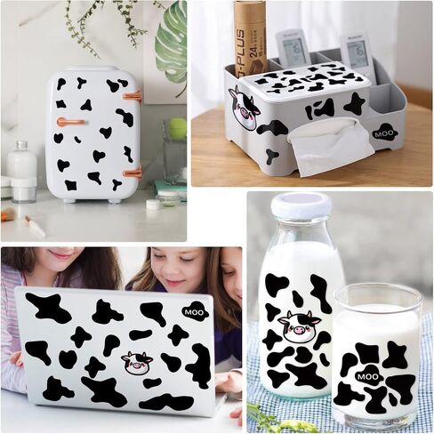 Konsait 20 Sheet Cow Print Sticker for Scrapbooks,Black Spot Self-Adhesive Decal Sticker Cow Patches Animal DIY Crafts Water Bottle Decorative Stickers for Cow Theme Party Decoration Favor Suppliers in Saudi Arabia