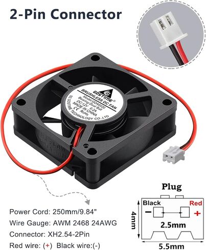 GDSTIME 40mm Brushless Cooling Fan, 40mm x 40mm x 20mm 24V Dc Fan 6000RPM in Kuwait