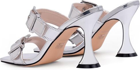Women's Open Square Toe Heeled Sandals Sexy Stiletto High Heel Slip On Buckle Strap Patent Leather Casual Party Shoes in Saudi Arabia