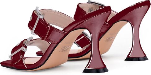 Women's Open Square Toe Heeled Sandals Sexy Stiletto High Heel Slip On Buckle Strap Patent Leather Casual Party Shoes in Saudi Arabia