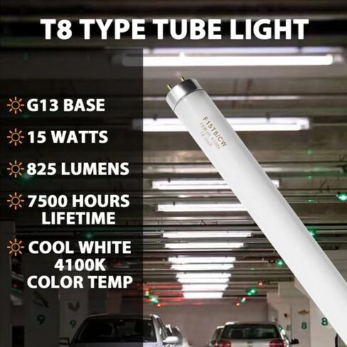 F20T12/CW 20 Watt Light Bulb Cool White, 24 Inch T12 Fluorescent Tube 20W Compatible with Philips Sylvania GE Light Fixture G13 Cap 4 Count in Kuwait