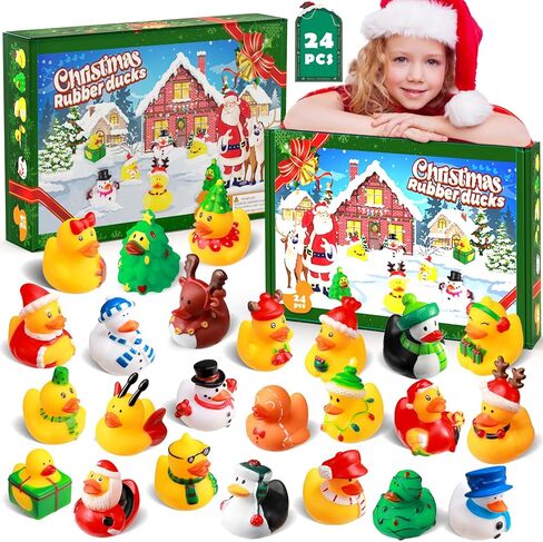 SCIONE 24 Pack Christmas Rubber Ducks ,Assorted Plastic Christmas Ducks Ornaments,Christmas Tree Hanging Decoration, Bath Toys for Kids Christmas Party Favors,Christmas Stocking Stuffers in Saudi Arabia