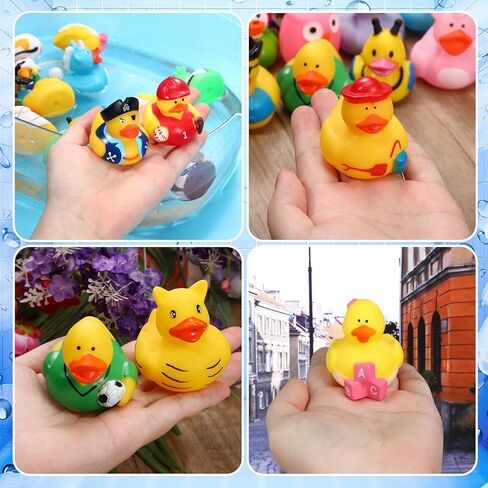 SCIONE 24 Pack Christmas Rubber Ducks ,Assorted Plastic Christmas Ducks Ornaments,Christmas Tree Hanging Decoration, Bath Toys for Kids Christmas Party Favors,Christmas Stocking Stuffers in Saudi Arabia