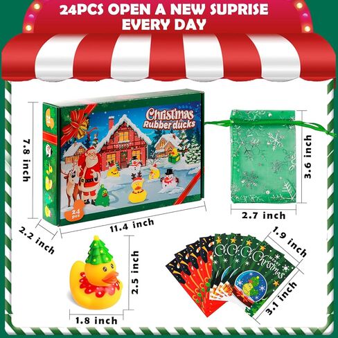 SCIONE 24 Pack Christmas Rubber Ducks ,Assorted Plastic Christmas Ducks Ornaments,Christmas Tree Hanging Decoration, Bath Toys for Kids Christmas Party Favors,Christmas Stocking Stuffers in Saudi Arabia