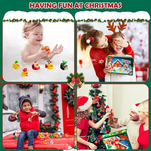 SCIONE 24 Pack Christmas Rubber Ducks ,Assorted Plastic Christmas Ducks Ornaments,Christmas Tree Hanging Decoration, Bath Toys for Kids Christmas Party Favors,Christmas Stocking Stuffers in Saudi Arabia