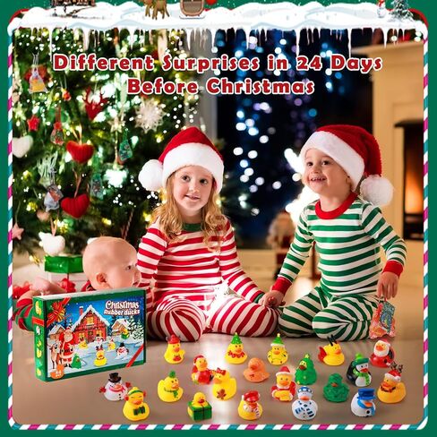 SCIONE 24 Pack Christmas Rubber Ducks ,Assorted Plastic Christmas Ducks Ornaments,Christmas Tree Hanging Decoration, Bath Toys for Kids Christmas Party Favors,Christmas Stocking Stuffers in Saudi Arabia