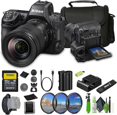 كاميرا Nikon Z8 بدون مرآة مع عدسة مقاس 24-120 مم f/4 + حافظة ناعمة + محفظة بطاقة ذاكرة + بطاقة ذاكرة قوية SF-M سعة 64 جيجابايت + قارئ بطاقات + حزام يد + مجموعة مرشحات مكونة من 3 قطع + حامل ثلاثي القوائم مرن مقاس 12 بوصة + المزيد (متجددة) in Saudi Arabia