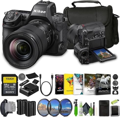 كاميرا Nikon Z8 بدون مرآة مع عدسة مقاس 24-120 مم f/4 + بطارية EN-EL15C + بطاقة ذاكرة SF-M Tough Series سعة 64 جيجابايت + مجموعة مرشحات مكونة من 3 قطع + حامل ثلاثي القوائم مرن مقاس 12 بوصة + برنامج تحرير الصور + المزيد (متجدد) in Saudi Arabia