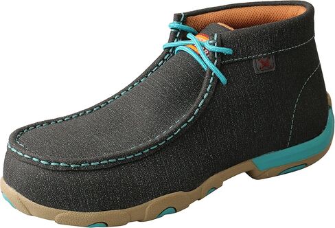 Twisted X Women's Shoes, Casual Slip-On Driving Shoes - Leather, Ankle-High Casual Shoes with Machine-Washable Footbed, Composite Insole, and Slip-Resistant Rubber Outsole, Dark Teal & Turquoise, 6 M in Saudi Arabia