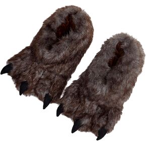 GREUS Fluffy Animal Claw Slippers Furry Plush Indoor Slippers Home Shoes Funny Dinosaur Monster Claw Slippers Footwear Winter Warm Faux Fur Couple’s Slippers Gift for Men Women