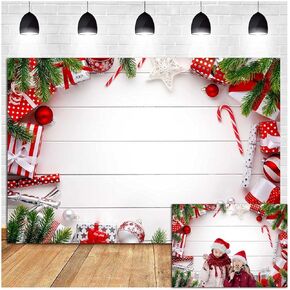 Xmas Holiday Party White Wooden Board Xmas Bells Gift Bokeh Photography Backdrops 7x5ft Vinyl Merry Christmas Photo Backgrounds Children Photo Booths Dessert Cake Table Banner Decor Props