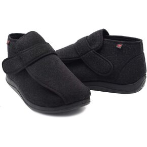 W&Lesvago Womens Warm Wide Width & Extra Depth Diabetic Shoes, Warm High-top Adjustable Closures Slippers