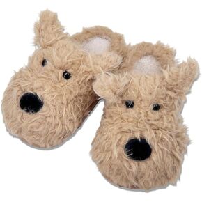 Vegove Cute Furry Highland Terrier Dog Slippers for Women, Cozy Fluffy Indoor House Shoes, Winter Warm Plush Novelty Animal Slippers