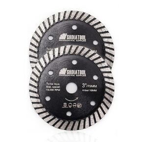 SHDIATOOL Diamond Saw Blade,2Pcs 3In/75mm x Arbor 3/8In/10mm for Granite,Hard Concrete,Reinforced Concrete,Hard Artificial,Natural Stones Cutting disc