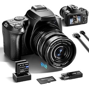 NBD 64MP Digital Cameras for Photography & Video, 4K 40 X Zoom Vlogging Camera for YouTube with WiFi & App Control, Flash & HDMI Output, 32GB SD Card, 2 Batteries（W2-BK）